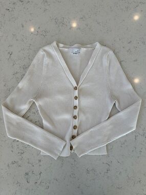 Nordstrom - Ten Sixty Sherman Ribbed V-Neck Button-Front Cardigan - White